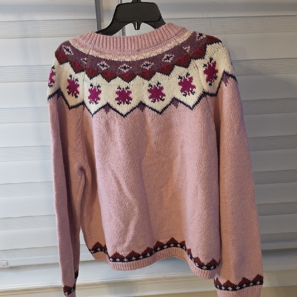 BAILEY 44 Pink Nordic Fair Isle Patterned Cardigan Size XL - Picture 4 of 5